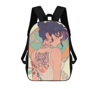 sinyumoney Cartoon Retro Tattoo Anime WAIFU Children's 17 Inch Backpacks 3D Printed Rucksack for Kids Travel Rucksacks Book Bags Kids School Bag