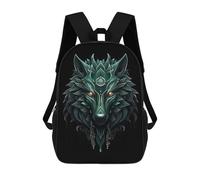 sinyumoney Cartoon Rune Wolf Children's 17 Inch Backpacks 3D Printed Backpack for Kids Travel Rucksacks Book Bags Kids School Bag