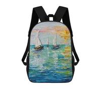 sinyumoney Cartoon Sailing Children's 17 Inch Backpacks 3D Printed Rucksack for Kids Travel Rucksacks Book Bags Kids School Bag