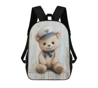 sinyumoney Cartoon Sailor Bear Nursery Nautical Children's 17 Inch Backpacks 3D Printed Backpack for Kids Travel Rucksacks Book Bags Kids School Bag