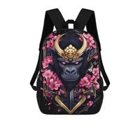 sinyumoney Cartoon Samurai Gorilla Art Print Animal Children's 17 Inch Backpacks 3D Printed Backpack for Kids Travel Rucksacks Book Bags Kids School Bag