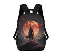 sinyumoney Cartoon Samurai Moonlit Journey Children's 17 Inch Backpacks 3D Printed Backpack for Kids Travel Rucksacks Book Bags Kids School Bag
