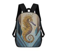 sinyumoney Cartoon Seahorse 3D Printed 17 Inch School Children's Backpacks 3D Printed Cool School Bag for Boys Elementary And Middle