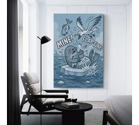 sinyumoney Cartoon Seal And Seagull Fish Dispute Canvas Artwork for Wall for Bedroom Office Bathroom Decor Picture for Wall 24x36inch(60x90cm)