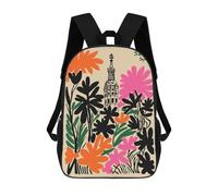 sinyumoney Cartoon Seville Spain Floral Illustration Children's 17 Inch Backpacks 3D Printed Backpack for Kids Travel Rucksacks Book Bags Kids School Bag