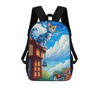 sinyumoney Cartoon Sitting Cat Children's 17 Inch Backpacks 3D Printed Backpack for Kids Travel Rucksacks Book Bags Kids School Bag