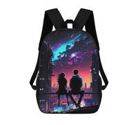 sinyumoney Cartoon Skyline Serenity 3D Printed 17 Inch School Children's Backpacks 3D Printed Cool School Bag for Boys Elementary And Middle