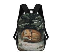 sinyumoney Cartoon Sleeping Fox in Winter Forest Children's 17 Inch Backpacks 3D Printed Backpack for Kids Travel Rucksacks Book Bags Kids School Bag
