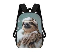 sinyumoney Cartoon Sloth Enjoying A Bubbly Bath 3D Printed 17 Inch School Children's Backpacks 3D Printed Cool School Bag for Boys Elementary And Middle