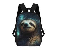 sinyumoney Cartoon Sloth in Space -1 3D Printed 17 Inch School Children's Backpacks 3D Printed Cool School Bag for Boys Elementary And Middle