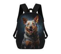 sinyumoney Cartoon Smiling Australian Cattle Dog Children's 17 Inch Backpacks 3D Printed Backpack for Kids Travel Rucksacks Book Bags Kids School Bag
