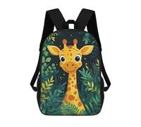sinyumoney Cartoon Smiling Giraffe in Jungle 3D Printed 17 Inch School Children's Backpacks 3D Printed Cool School Bag for Boys Elementary And Middle