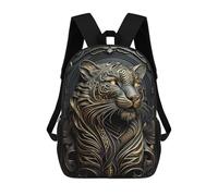 sinyumoney Cartoon Spirit Tiger Art Deco 3D Printed 17 Inch School Children's Backpacks 3D Printed Cool School Bag for Boys Elementary And Middle