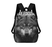 sinyumoney Cartoon Stay Focused Wolf Children's 17 Inch Backpacks 3D Printed Backpack for Kids Travel Rucksacks Book Bags Kids School Bag