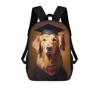 sinyumoney Cartoon Student Golden Retriever 3D Printed 17 Inch School Children's Backpacks 3D Printed Cool School Bag for Boys Elementary And Middle