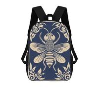 sinyumoney Cartoon Stylized Bee Illustration 3D Printed 17 Inch School Children's Backpacks 3D Printed Cool School Bag for Boys Elementary And Middle