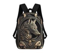 sinyumoney Cartoon Supreme Golden Wolf Children's 17 Inch Backpacks 3D Printed Backpack for Kids Travel Rucksacks Book Bags Kids School Bag