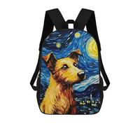 sinyumoney Cartoon The Starry Night Dog Children's 17 Inch Backpacks 3D Printed Backpack for Kids Travel Rucksacks Book Bags Kids School Bag