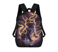 sinyumoney Cartoon Thundering Electric Cat Art Print Children's 17 Inch Backpacks 3D Printed Backpack for Kids Travel Rucksacks Book Bags Kids School Bag