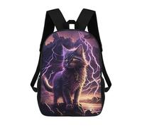 sinyumoney Cartoon Thundering Fantasy Cat Artwork 3D Printed 17 Inch School Children's Backpacks 3D Printed Cool School Bag for Boys Elementary And Middle