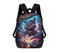sinyumoney Cartoon Thundering Wolf Armor 3D Printed 17 Inch School Children's Backpacks 3D Printed Cool School Bag for Boys Elementary And Middle