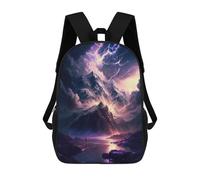 sinyumoney Cartoon Thunderstorm Mountain Landscape -1 Children's 17 Inch Backpacks 3D Printed Rucksack for Kids Travel Rucksacks Book Bags Kids School Bag