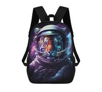 sinyumoney Cartoon Tiger Astronaut in Space 3D Printed 17 Inch School Children's Backpacks 3D Printed Cool School Bag for Boys Elementary And Middle