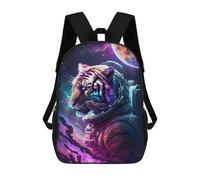 sinyumoney Cartoon Tiger Astronaut in Space-4 Children's 17 Inch Backpacks 3D Printed Rucksack for Kids Travel Rucksacks Book Bags Kids School Bag