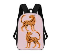 sinyumoney Cartoon Two Stylized Cheetahs on Pink Background Children's 17 Inch Backpacks 3D Printed Rucksack for Kids Travel Rucksacks Book Bags Kids School Bag