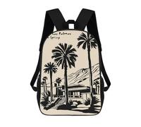 sinyumoney Cartoon Vista Las Palmas Palm Springs Illustration Children's 17 Inch Backpacks 3D Printed Backpack for Kids Travel Rucksacks Book Bags Kids School Bag