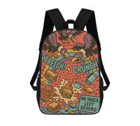 sinyumoney Cartoon Vultures Picnic Snack Attack School Backpack Large Lightweight Casual Backpack for Boys/Girls/Teenagers 17inch