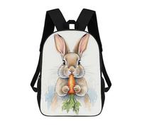 sinyumoney Cartoon Watercolor Bunny with Carrot 3D Printed 17 Inch School Children's Backpacks 3D Printed Cool School Bag for Boys Elementary And Middle