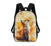 sinyumoney Cartoon Watercolor Fox Looking Upward 3D Printed 17 Inch School Children's Backpacks 3D Printed Cool School Bag for Boys Elementary And Middle