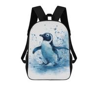 sinyumoney Cartoon Watercolor Penguin Splashing Children's 17 Inch Backpacks 3D Printed Backpack for Kids Travel Rucksacks Book Bags Kids School Bag