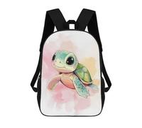 sinyumoney Cartoon Watercolor Turtle Children's Backpacks School 3D Printed Bag Bookbag for Kids Travel Rucksacks Boy Girl Book Bags Kids School Bag 17inch