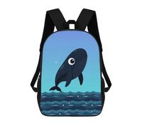 sinyumoney Cartoon Whale Jumping Out of Water Backpack School Lightweight Casual Daypack School Backpacks for Men, Women & Teenage Boys 17inch