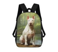 sinyumoney Cartoon White Bull Terrier 3D Printed 17 Inch School Children's Backpacks 3D Printed Cool School Bag for Boys Elementary And Middle