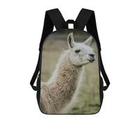 sinyumoney Cartoon White Llama Portrait Children's 17 Inch Backpacks 3D Printed Backpack for Kids Travel Rucksacks Book Bags Kids School Bag
