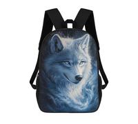 sinyumoney Cartoon White Wolf in Blue Flames Children's 17 Inch Backpacks 3D Printed Rucksack for Kids Travel Rucksacks Book Bags Kids School Bag