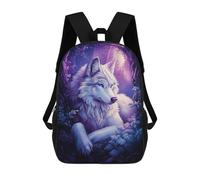 sinyumoney Cartoon White Wolf in Forest Children's 17 Inch Backpacks 3D Printed Backpack for Kids Travel Rucksacks Book Bags Kids School Bag