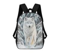 sinyumoney Cartoon White Wolf in Winter Forest Children's 17 Inch Backpacks 3D Printed Backpack for Kids Travel Rucksacks Book Bags Kids School Bag