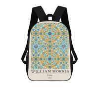 sinyumoney Cartoon William Morris Blue Vine Botanical 3D Printed 17 Inch School Children's Backpacks 3D Printed Cool School Bag for Boys Elementary And Middle