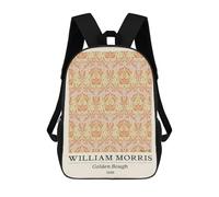 sinyumoney Cartoon William Morris Golden Bough Floral 3D Printed 17 Inch School Children's Backpacks 3D Printed Cool School Bag for Boys Elementary And Middle