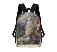 sinyumoney Cartoon William Morris Meerkat Botanical 3D Printed 17 Inch School Children's Backpacks 3D Printed Cool School Bag for Boys Elementary And Middle
