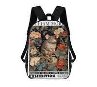 sinyumoney Cartoon William Morris Rat Botanical 3D Printed 17 Inch School Children's Backpacks 3D Printed Cool School Bag for Boys Elementary And Middle