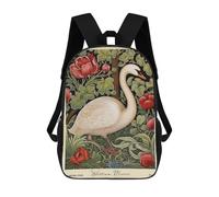 sinyumoney Cartoon William Morris Swan Floral Children's 17 Inch Backpacks 3D Printed Backpack for Kids Travel Rucksacks Book Bags Kids School Bag