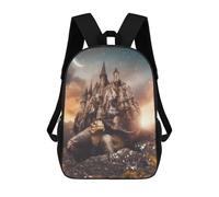 sinyumoney Castle on Turtle's Back Backpacks 3D Printed School Bag Casual Kids Fashion School Bag for Boys Middle School Students School 17inch