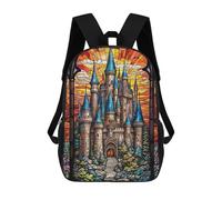 sinyumoney Castle Stained Glass School Backpack Daypacks Business Backpack Water Resistant Bookbag for Campus Outdoor Travel Sports 17inch