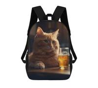 sinyumoney Cat A Glasses of Beer Backpack 3D Printed School Bag For Boys High Capacity Travel Backpacks Book Bags Boys School Bag Mochila 17inch