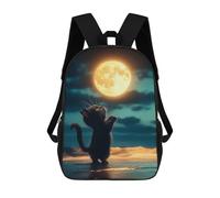 sinyumoney Cat And Moon Balloon School Backpack Secondary Causal Travel High School Bags for Camping Outdoor Adventures And Daily Travel 17inch